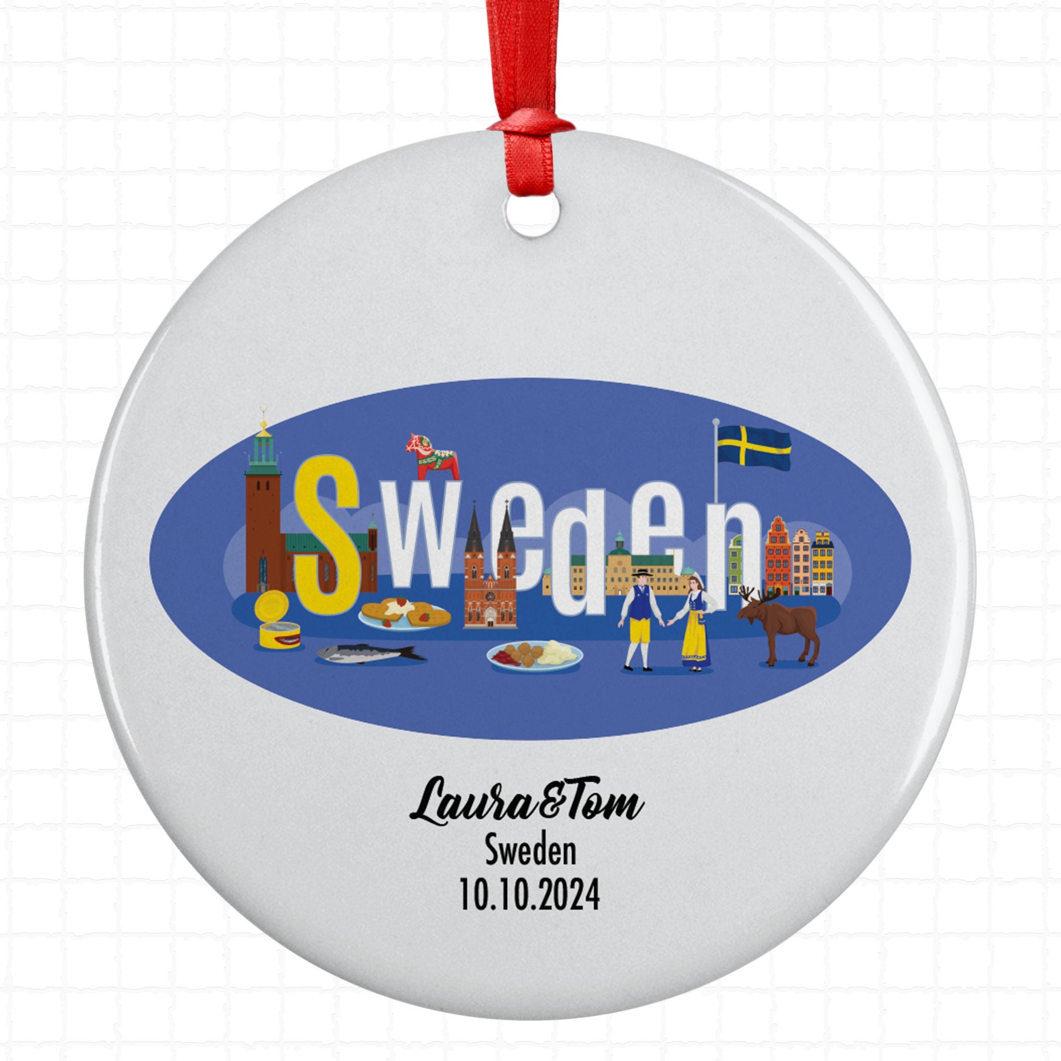 Sweden Cultural Symbols, Ornament, Engagement, Married, Travel, Gift for Engaged Couple, Engagement Gift, Trip, Vacation Souvenir