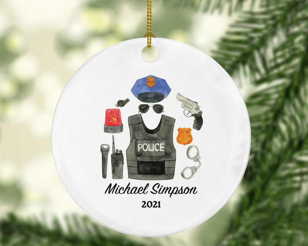 Policeman Christmas Ornament Personalized - Police Team Officer Custom Gift - Police Equipment