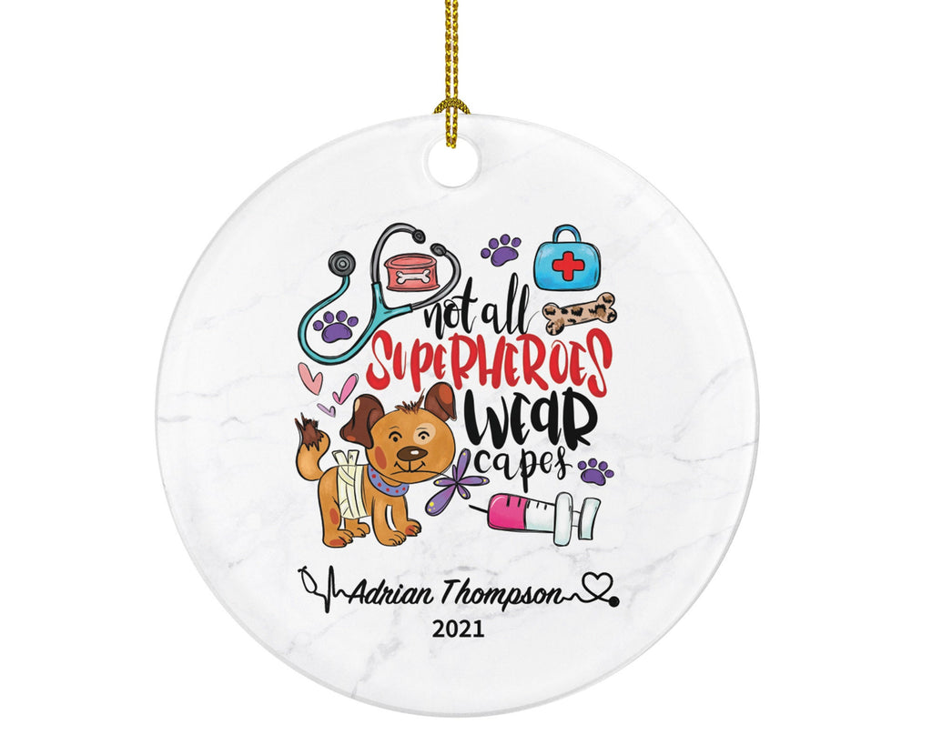 Veterinarian Christmas Ornament Personalized - Vet Animal Doctor Researcher Flower Pet Physician Medical Occupation Super Power Veterinary