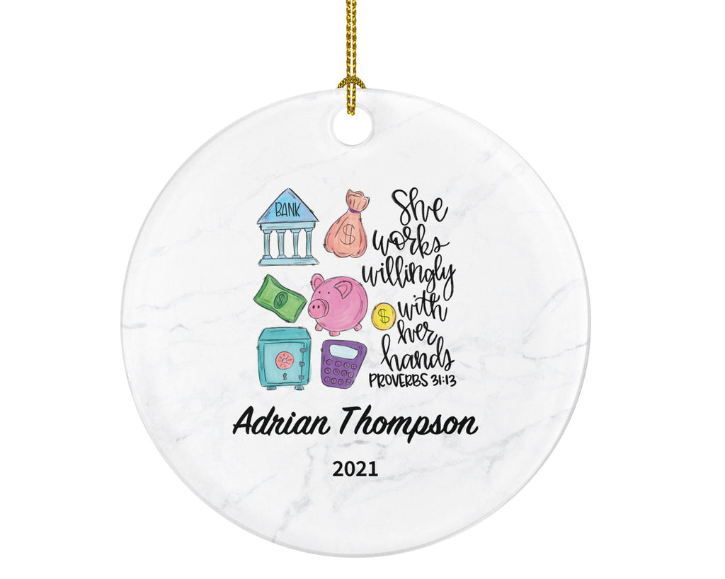 Bank Worker Christmas Ornament Personalized - Bank Worker Custom Gift for Female or Male