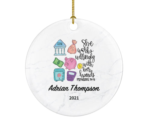 Bank Worker Christmas Ornament Personalized - Bank Worker Custom Gift for Female or Male