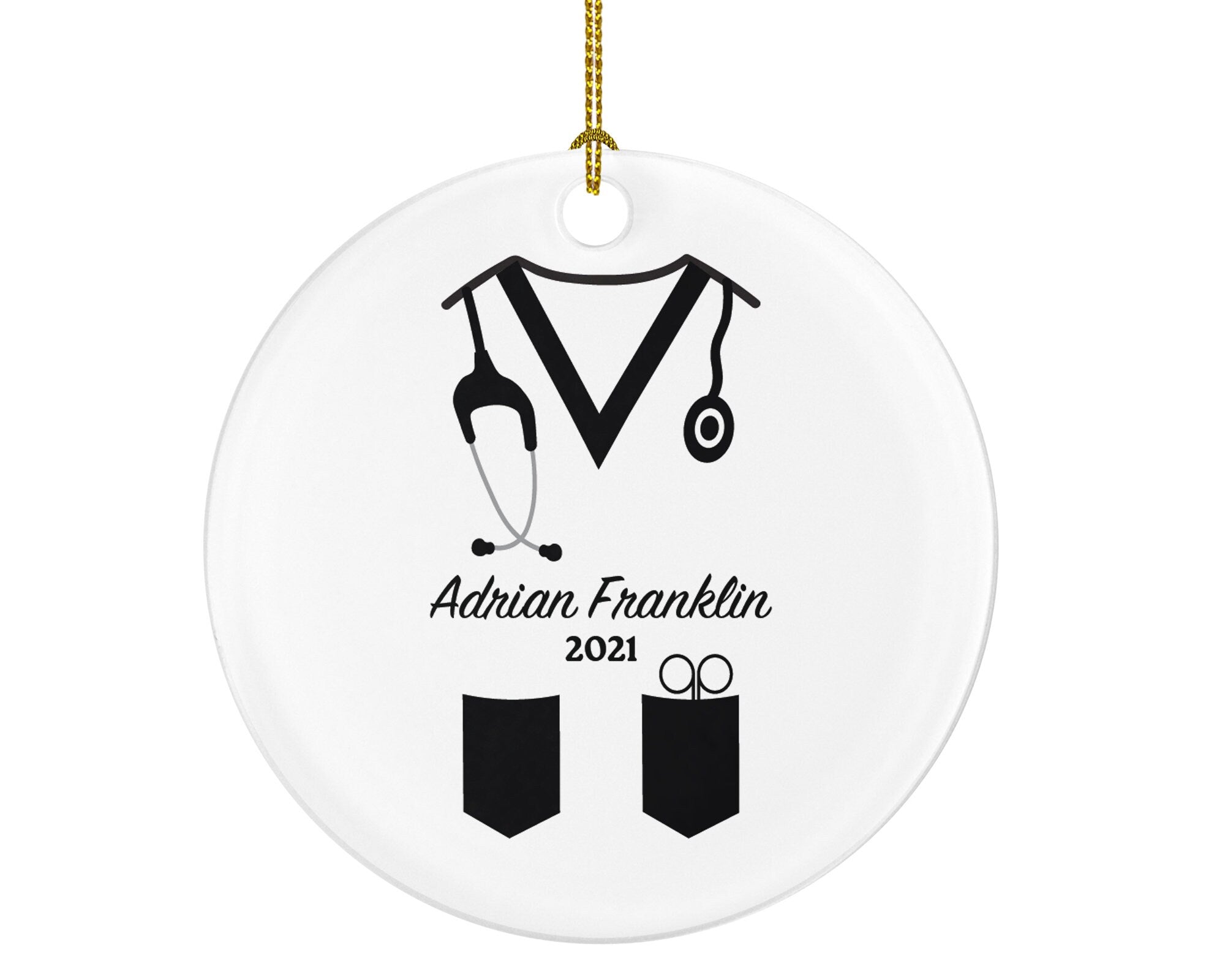 Medical Doctor Christmas Ornament Personalized - Health Worker Gift from Patient for Nurse Physician Physical Therapist Practitioner MD RN