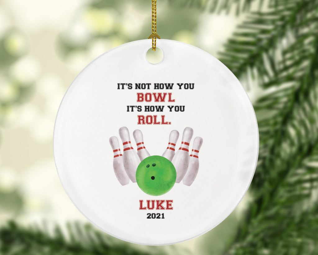 Bowling Christmas Ornament Personalized - Bowling Ball And Pin Strike Ornament, Sport Bowler Gift