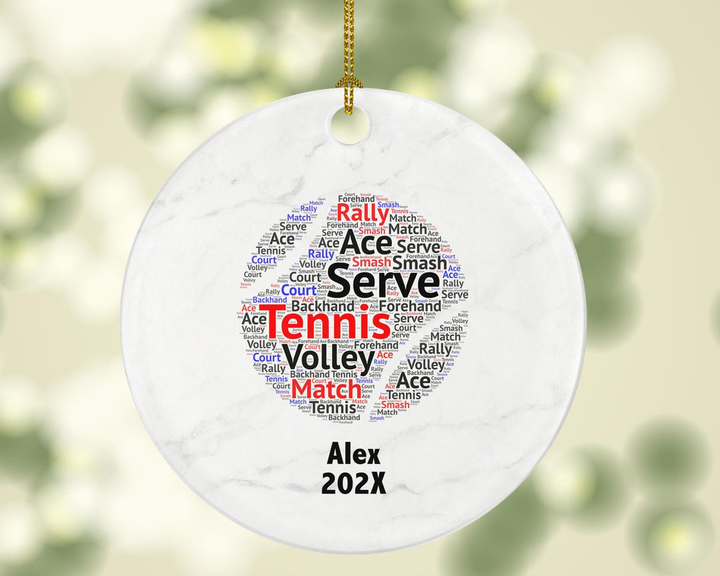 Personalized Tennis Ornament – Custom Gift for Players, Coaches, and Tennis Fans – Word Art Keepsake