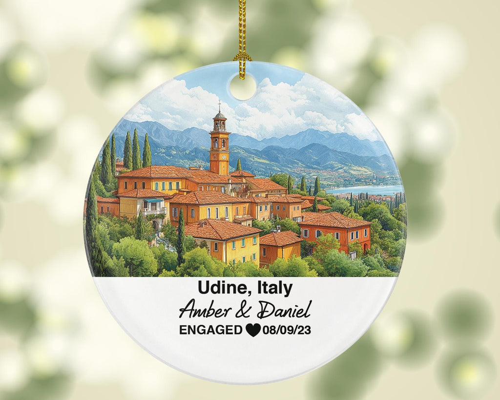 Custom Italy Udine Christmas Ornament, Piazza della Libertà, Personalized Couple Gift, Celebrate Wedding, Engagement, Honeymoon