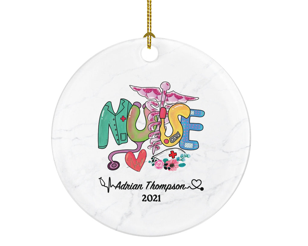 Nurse Christmas Ornament Personalized - Nursing Registered Nurse Health Worker Gift from Patient for Nurse RN Custom Medical