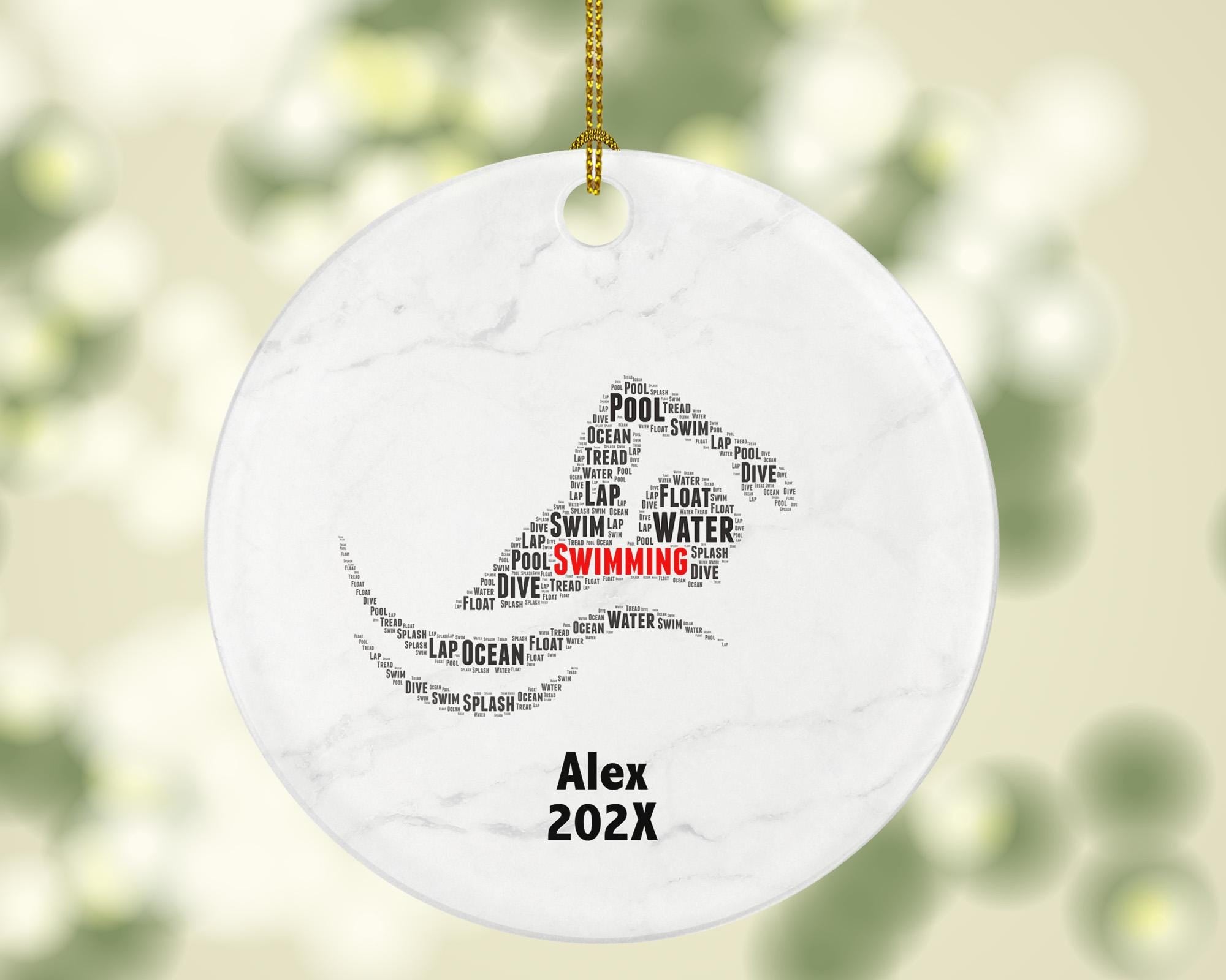 Personalized Swimming Ornament – Custom Swimmer Gift – Word Art Keepsake for Coaches, Athletes, and Swim Teams