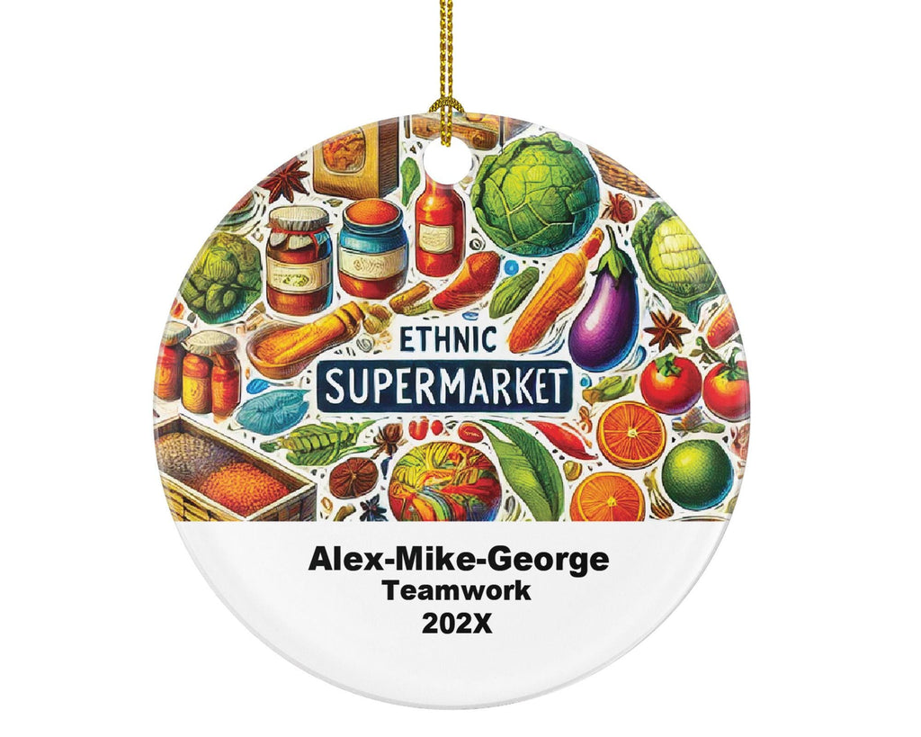 Personalized Ethnic Supermarket Ornament – Custom Grocery Store Gift – Teamwork Ornament with Name and Year