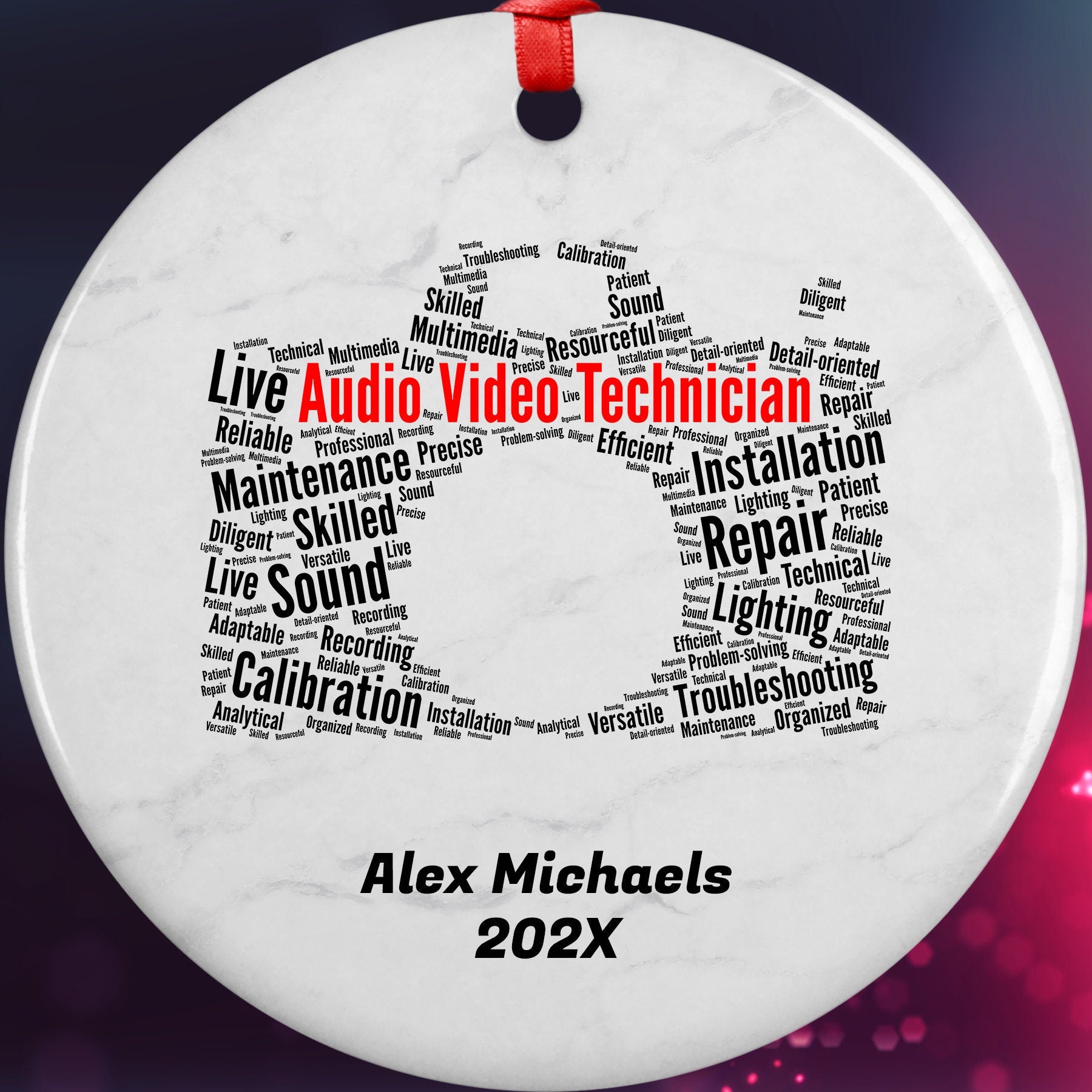 Audio Video Technician Personalized Christmas Ornament