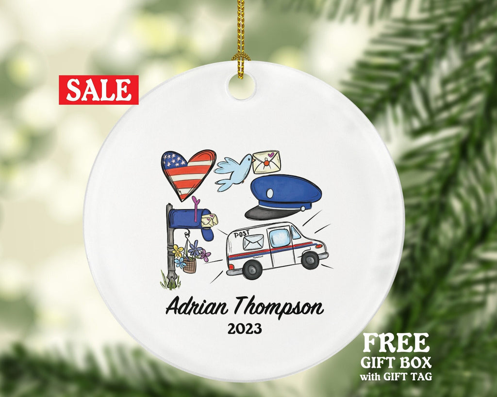 Mail Carrier Truck Postal Worker Christmas Ornament Personalized - Mailman Appreciation Gift Thank You Essential Worker Holiday