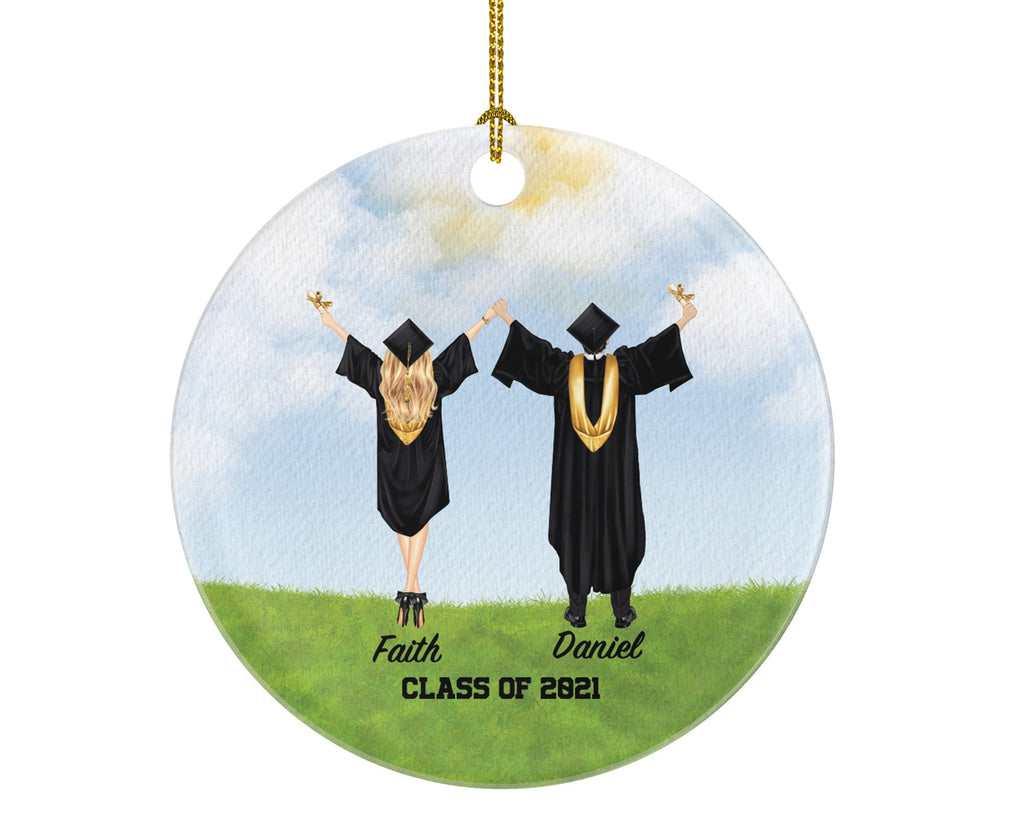 Graduation Christmas Ornament for Graduate Female Male Couple Friends - Class Of Bff Masters Bachelor Doctorate College High School