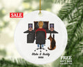 Gamer Computer User Male and Pet Dog Cat Christmas Ornament - Video Game Player Engineer Personalized Playing - Working from Home Boy
