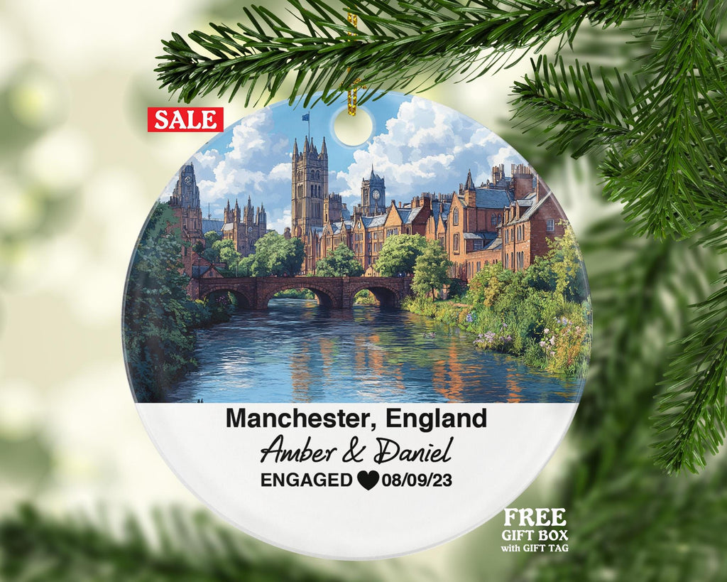 Manchester England Round Ceramic Christmas Ornament – Personalized  Old Trafford Keepsake, Custom Couple Gift for Wedding or Honeymoon