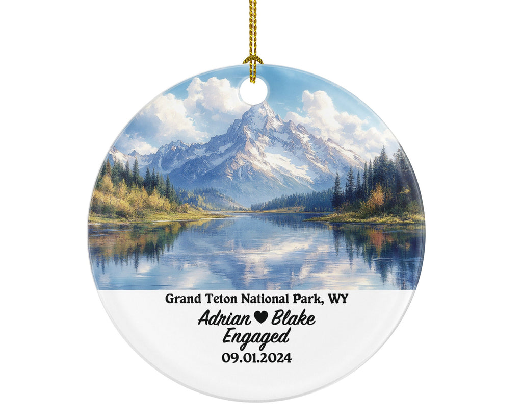 Grand Teton National Park Christmas Ornament Personalized - Engaged Married Family Together Couple Travel Honeymoon Engagement Marriage