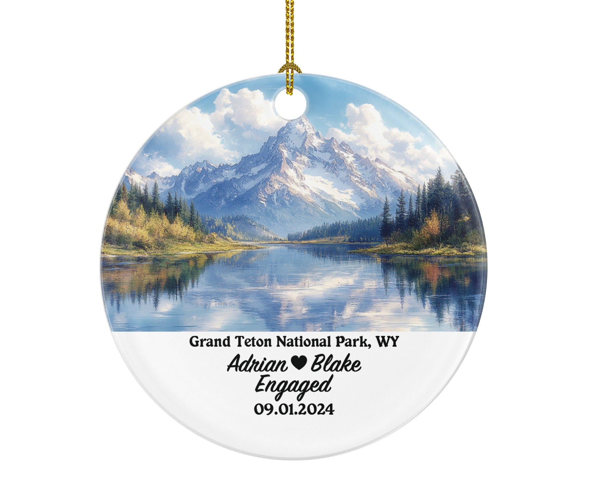 Grand Teton National Park Christmas Ornament Personalized - Engaged Married Family Together Couple Travel Honeymoon Engagement Marriage
