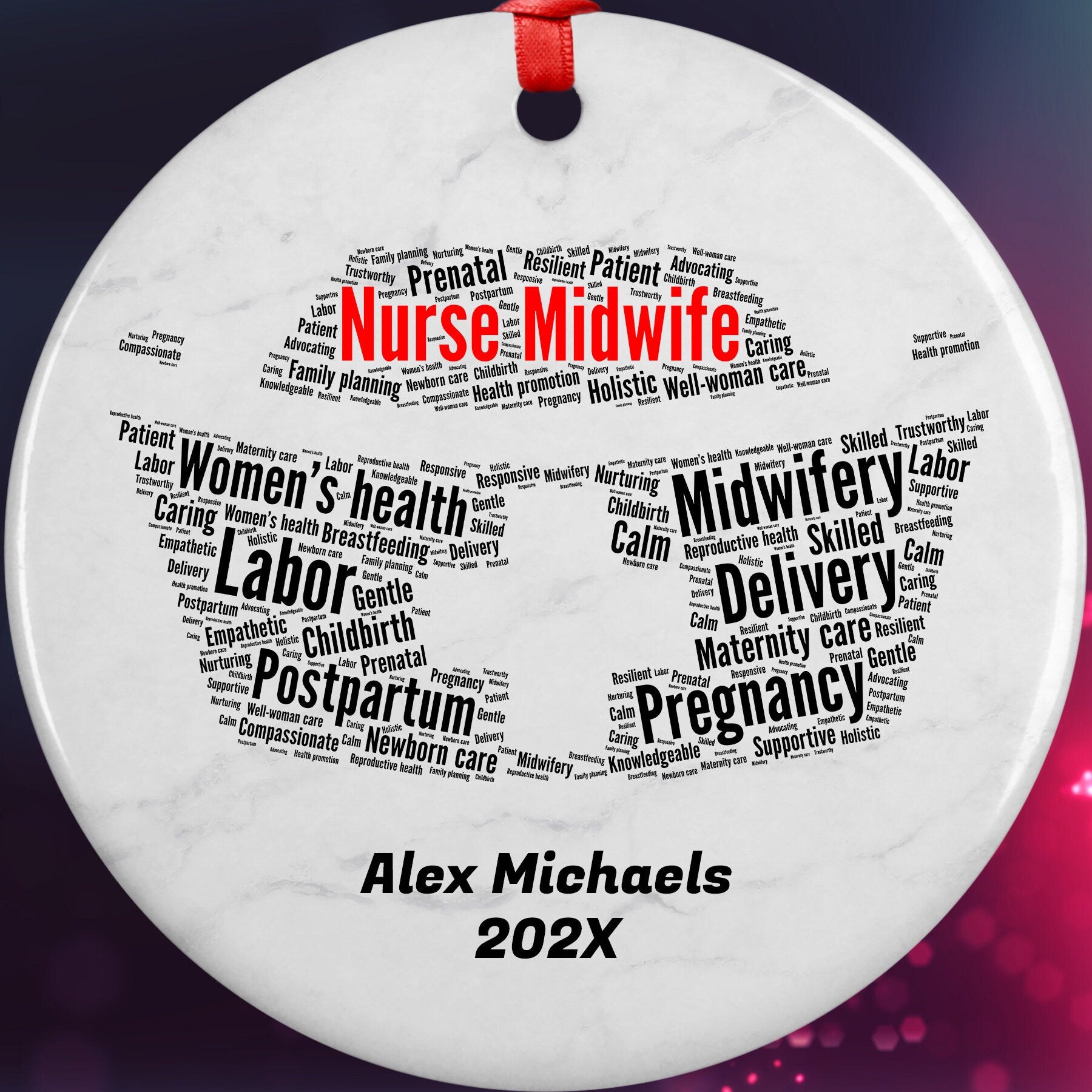 Nurse Midwife Personalized Christmas Ornament