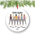 Female Friends Workout Fitness Pilates Yoga Personalized Christmas Ornament Personal Fitness Trainer Custom Portrait Girls Healthy Lifestyle