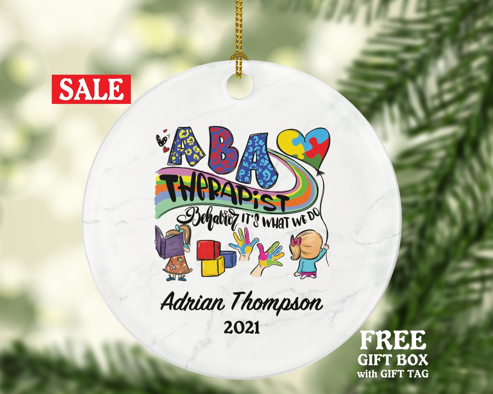 Applied Behavior Analysis ABA Therapist Christmas Ornament Personalized - Behavior Develops Treatment Planner - Autism Therapist Gift