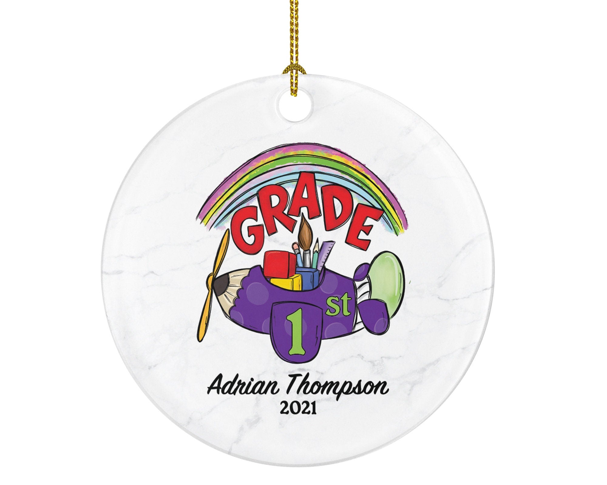 Christmas Ornament Personalized - Back To School Elementary School Student Gift, First Time At School