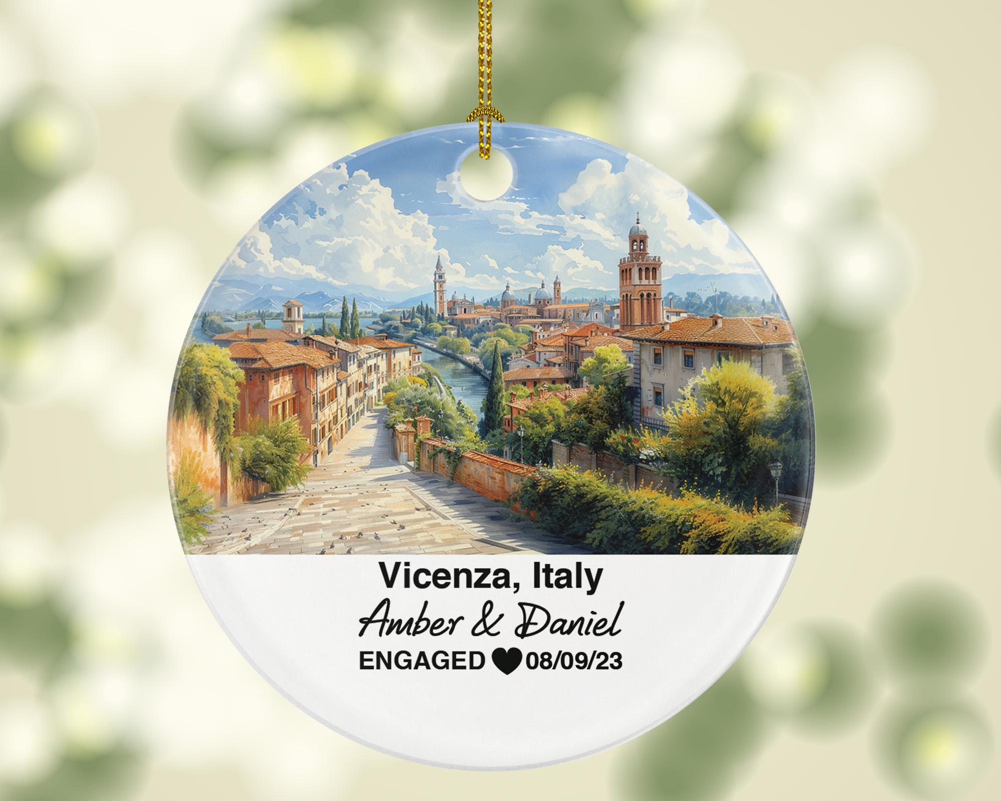Custom Italy Vicenza Christmas Ornament, Monte Berico, Personalized Couple Gift, Celebrate Wedding, Engagement, Honeymoon