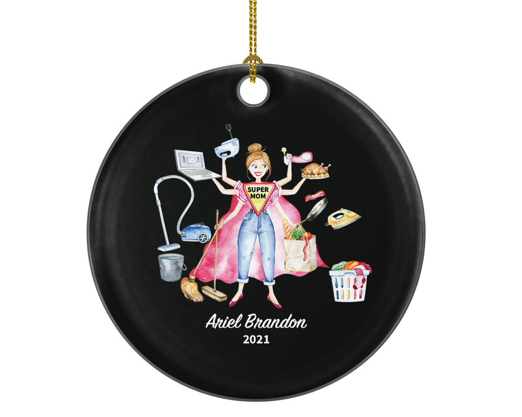 Super Mom Personalized Christmas Ornament - Funny Mother Custom Gift First New Pregnancy