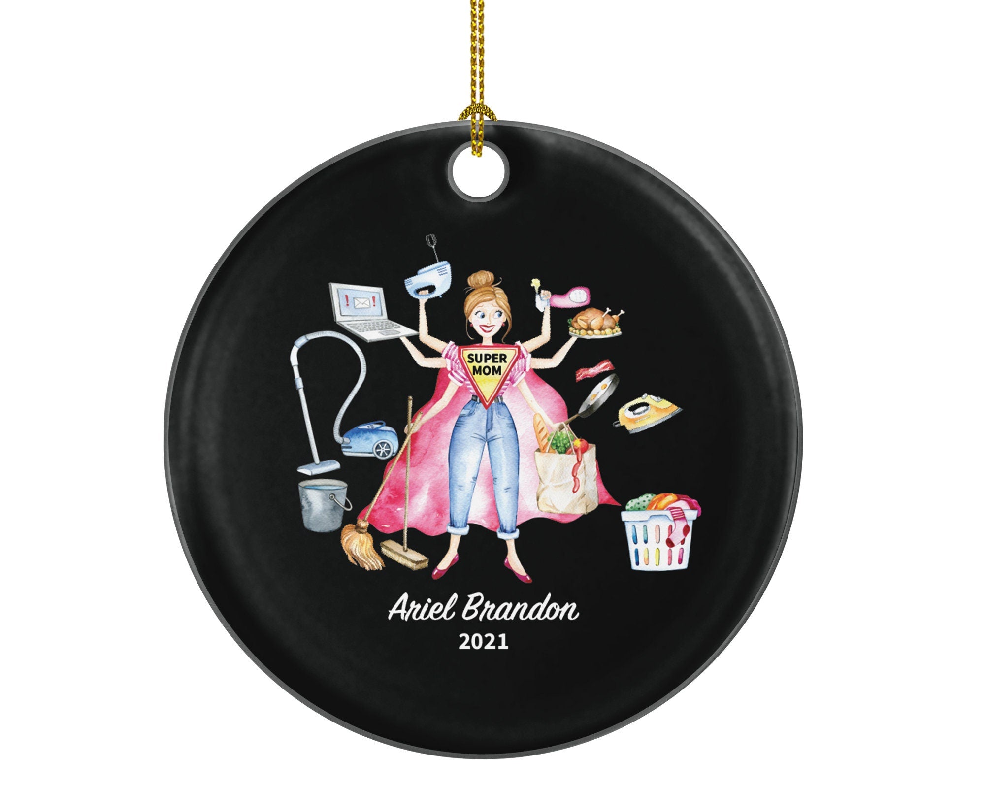 Super Mom Personalized Christmas Ornament - Funny Mother Custom Gift First New Pregnancy