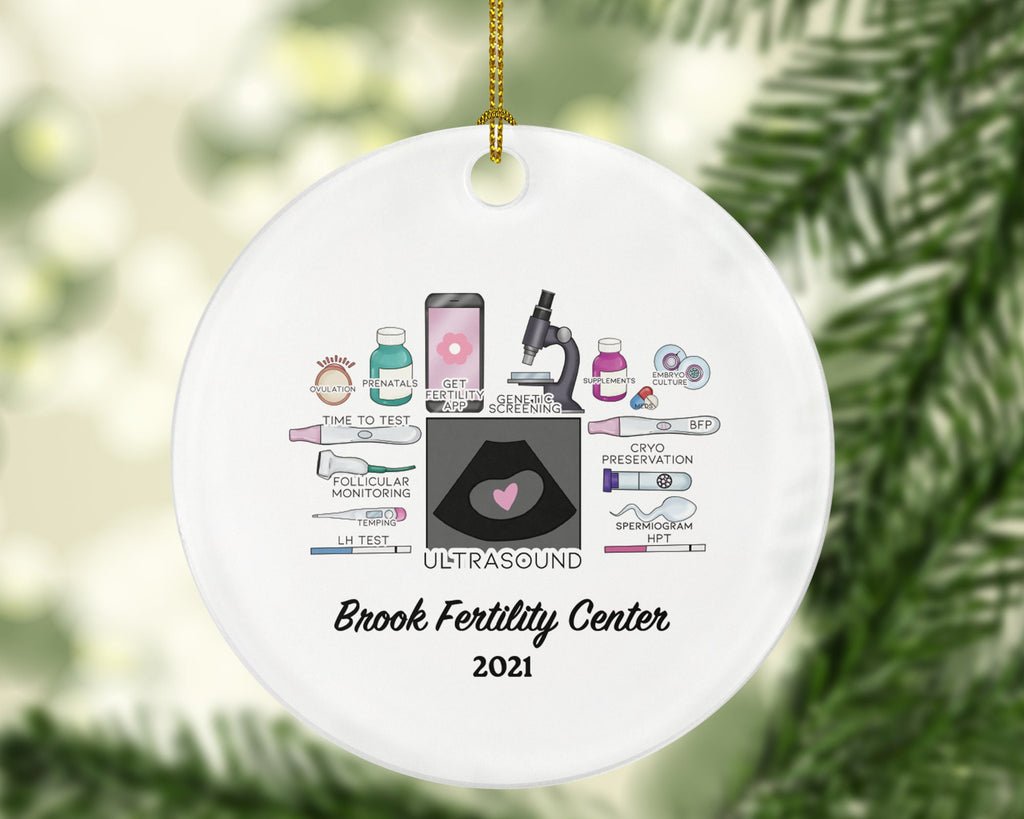 Fertility Center Worker or Owner Christmas Ornament Personalized, Health Worker Gift from Patient for Physician MD Doctor Expecting Pregnant