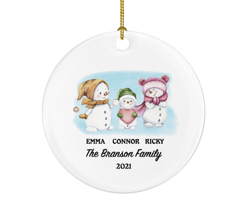Family of 3 Christmas Ornament Personalized - Parents Mother Father Child Girl Boy Mom Dad Gift - Snowmen Family