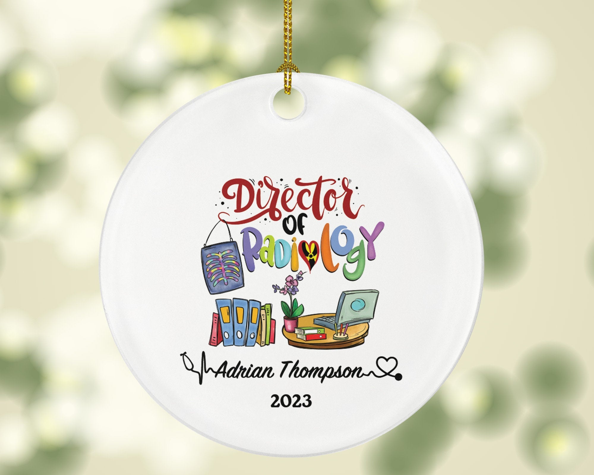 Director of Radiology Christmas Ornament Personalized - X-Ray Radiologic Scan Health Worker Gift