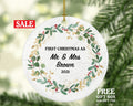 First Christmas as Mr & Mrs Married Couple Christmas Ornament Personalized - Newlywed Christmas First Custom Gift - Greenery