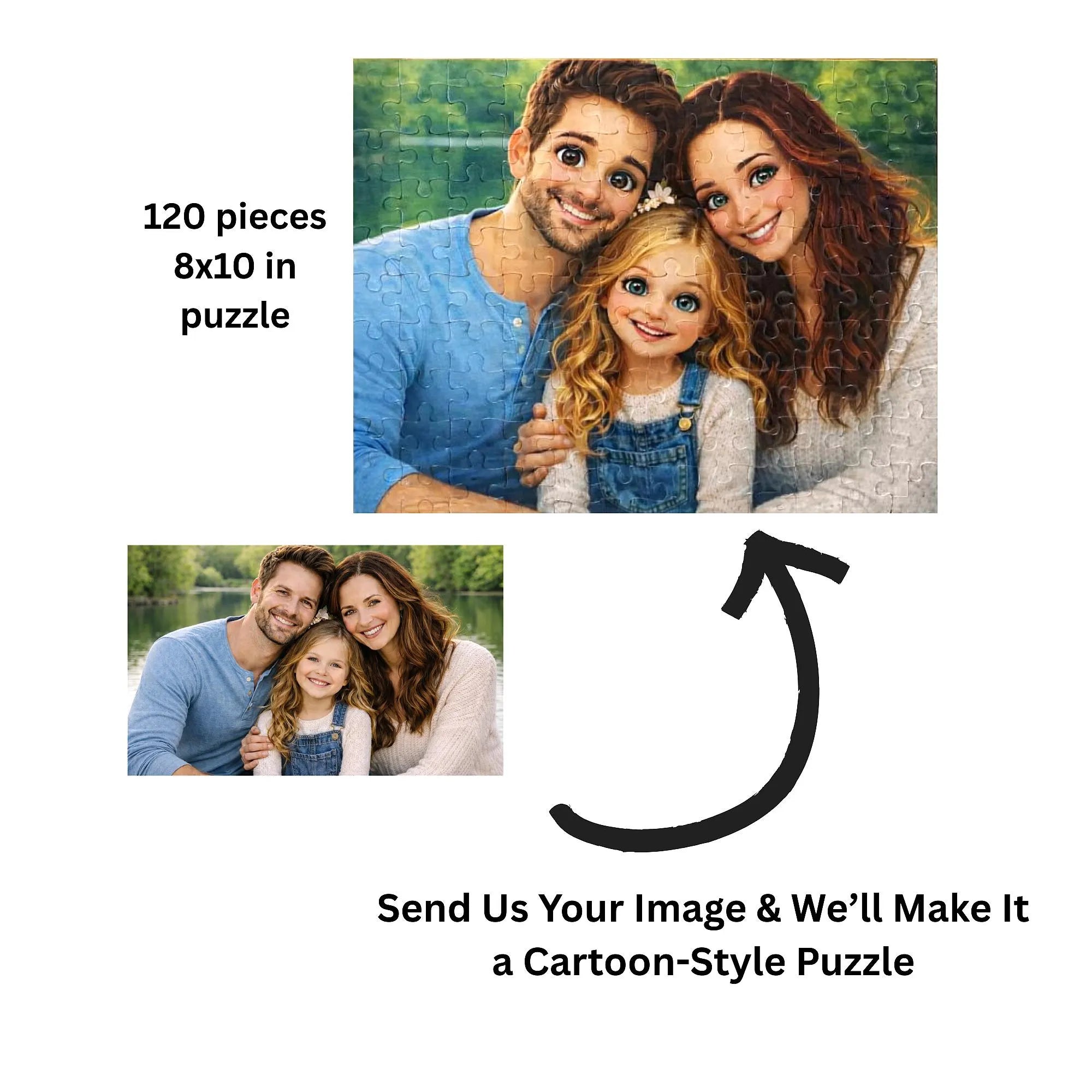 Custom Cartoon Puzzle From Photo - Jigsaw Puzzles from Picture - 120 Pieces - Gift for Couples, Families, Friends & Relatives