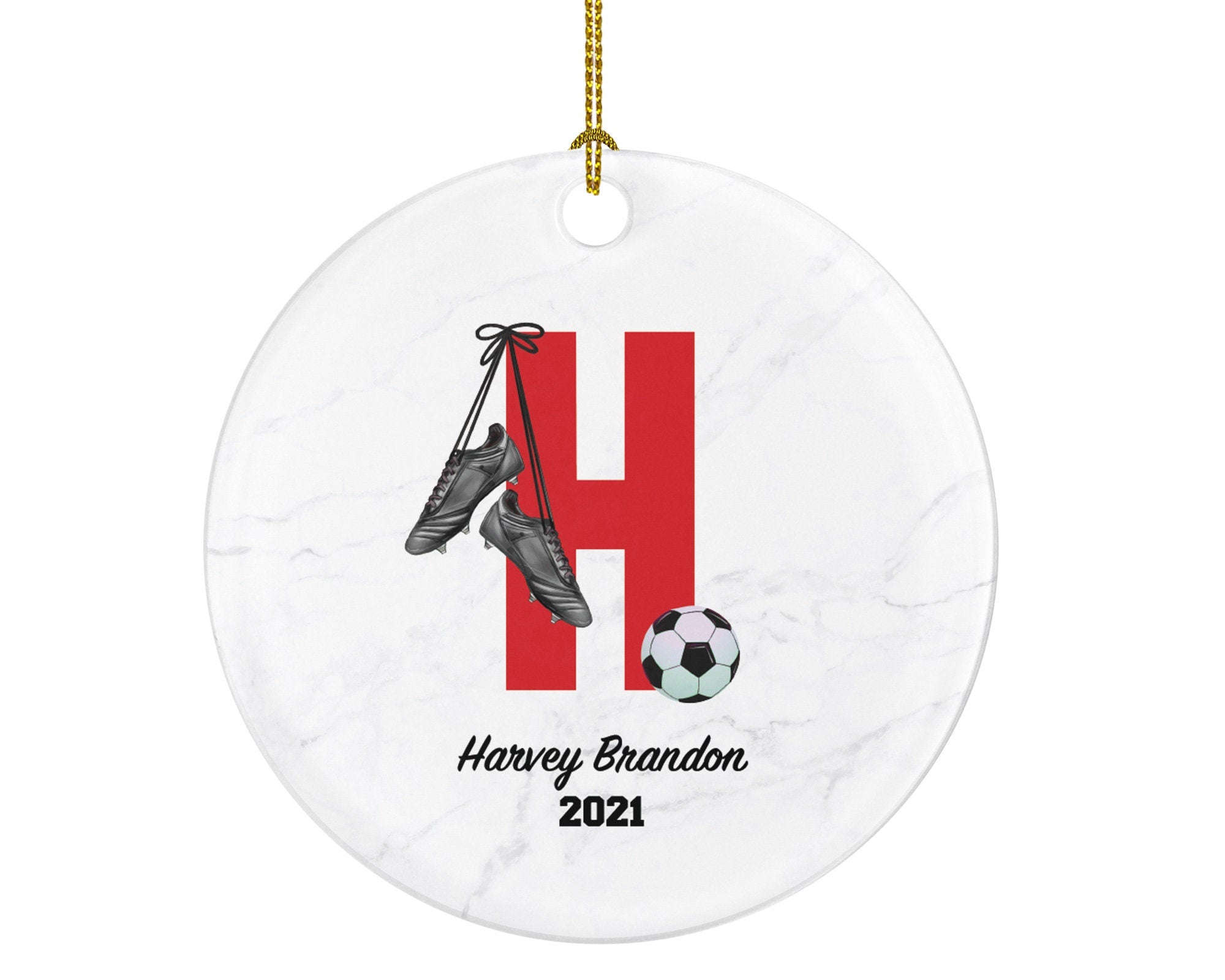 Soccer Playing Letter Christmas Ornament - Goal Keeper Saver Coach Team Player Gamer Sports Match Senior Custom Ball Cup Champion