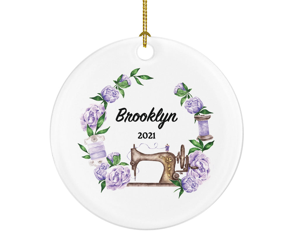 Sewing Christmas Ornament Personalized - Sewing Lover - Sewer Quilter Stitcher Tailor Custom Gift - Flowers