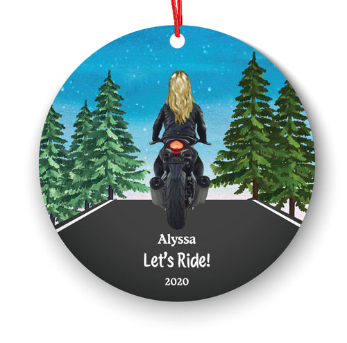 Biker Motorcyclist Personalized Christmas Ornament Motorcycle Rider Female Girl Ride Watercolor Dirt bike Motocross Cyclist Cycling Custom