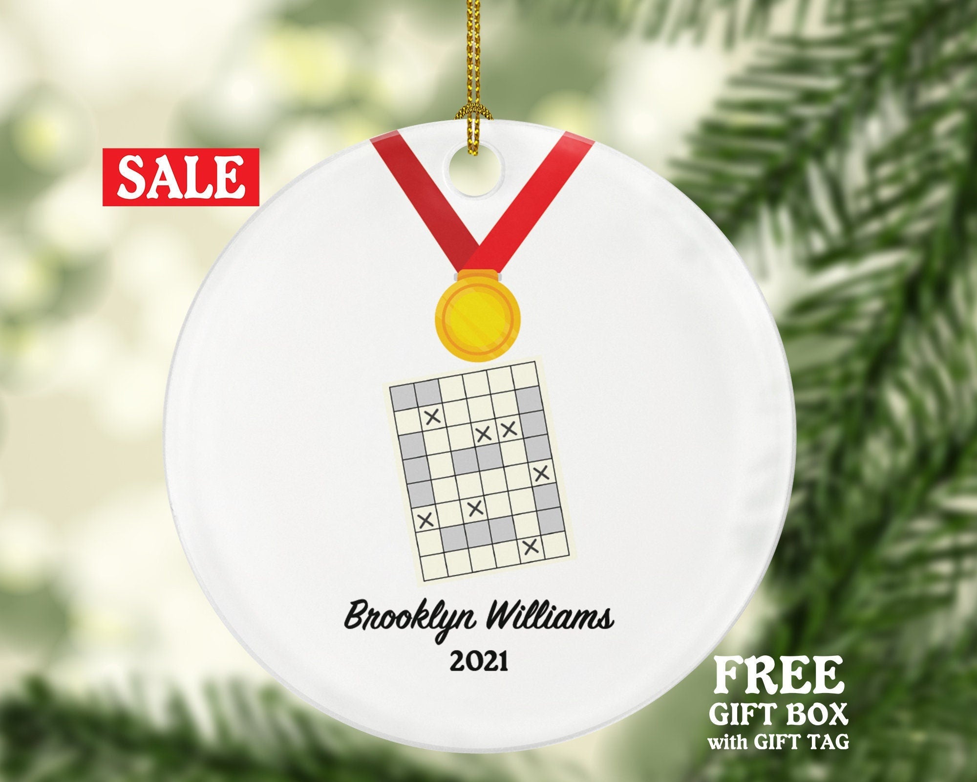 Battleship Player Christmas Custom Ornament, Enthusiast, Board Games Personalized