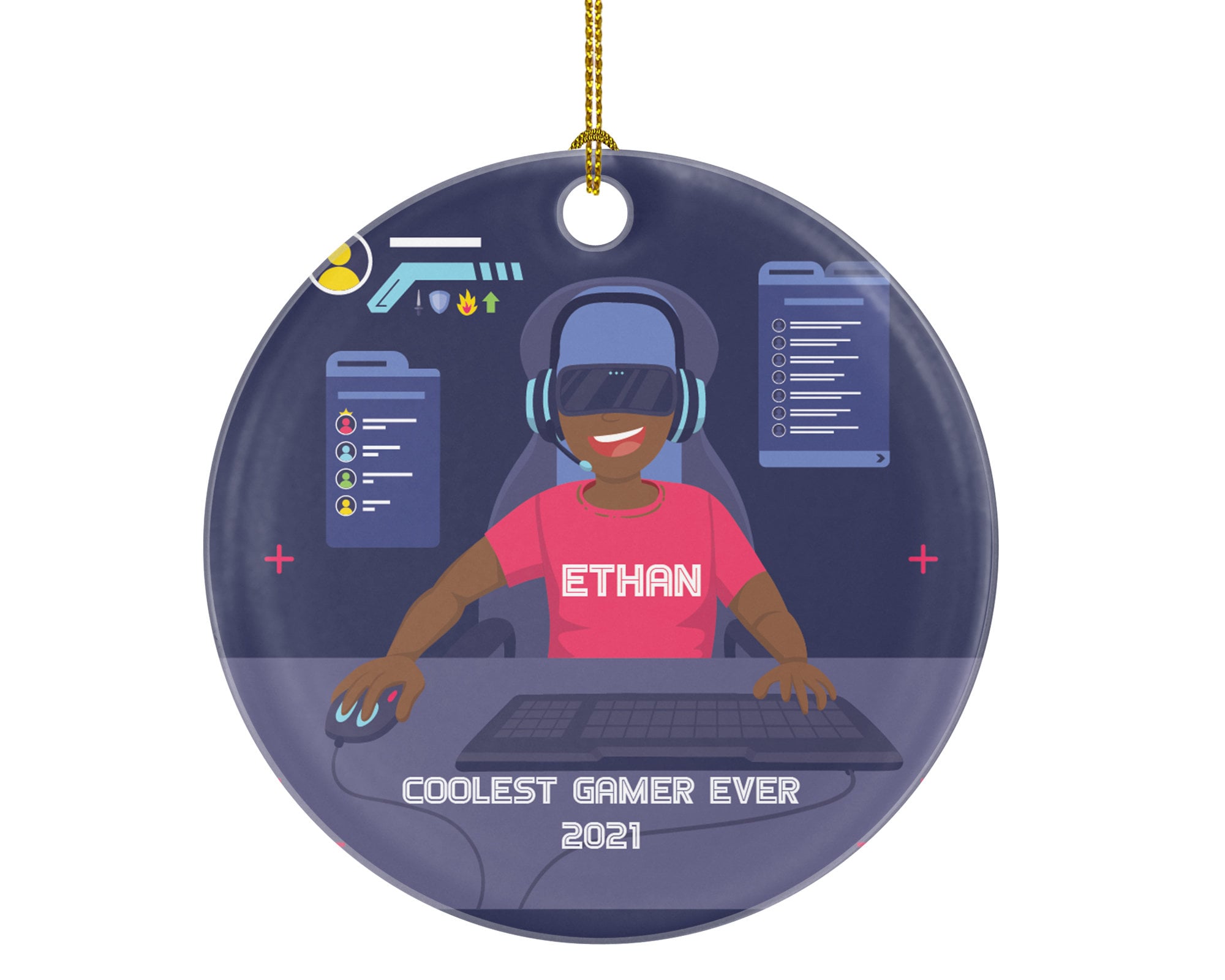 Personalized Playing Video Game Player Gamer Boy Game Christmas Ornament for Tree Gamer Boy Controller Addict