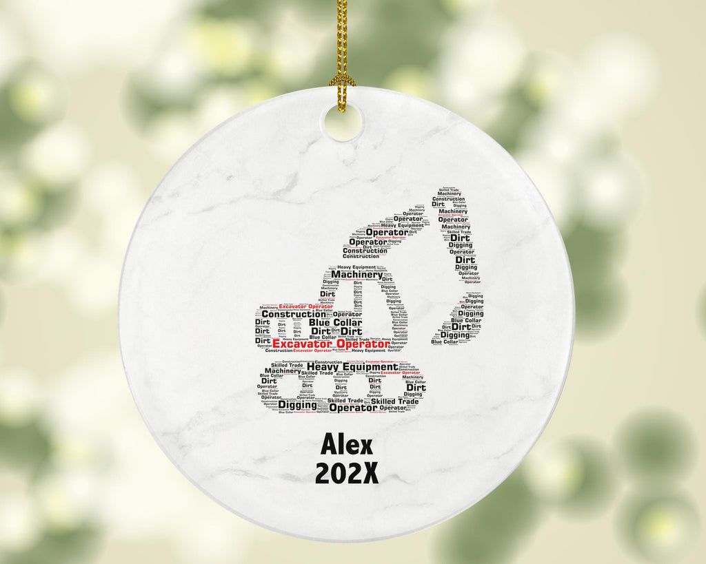 Personalized Excavator Operator Christmas Ornament – Custom Construction Gift – Heavy Equipment Ornament – Digger Operator Keepsake
