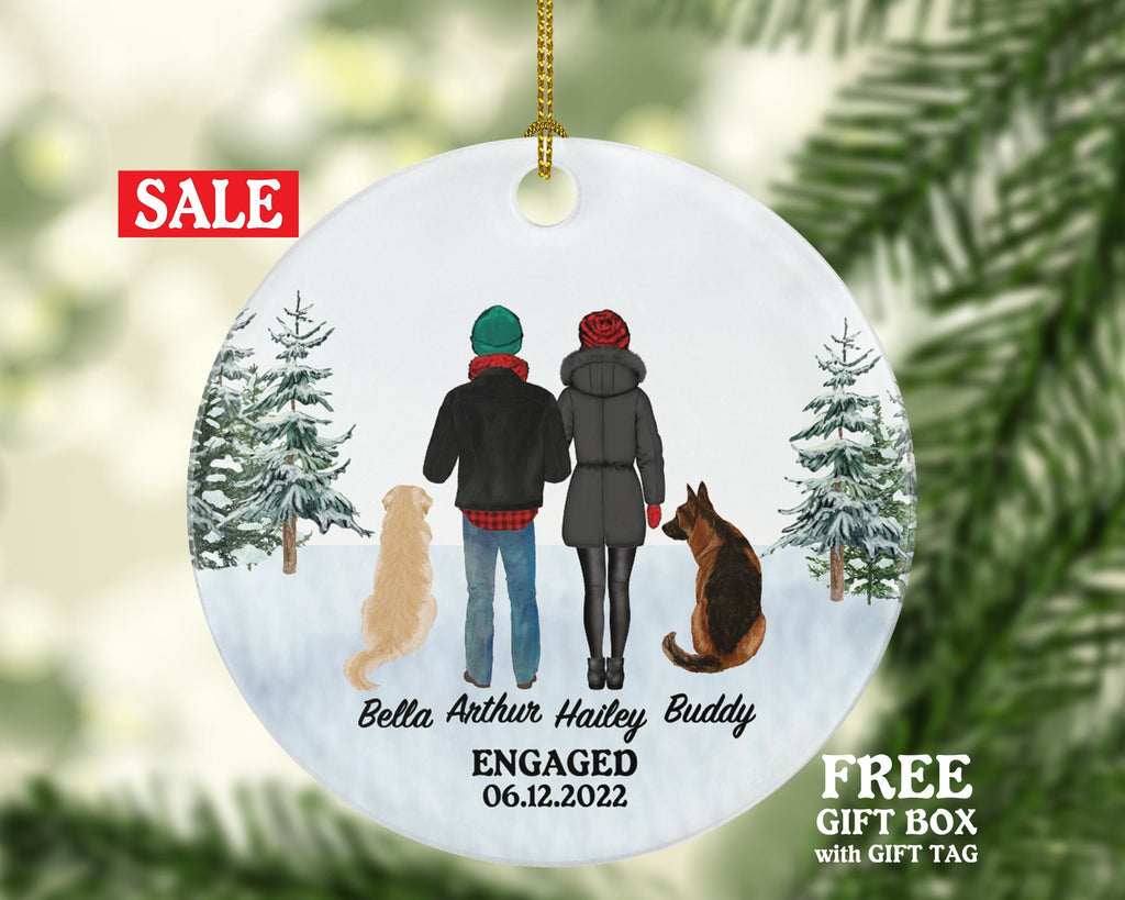 Dog Cat Pet Owner Engaged Couple Personalized Christmas Ornament First Engagement Announcement Custom Lover Gift Fur Holiday Rescue Breeds