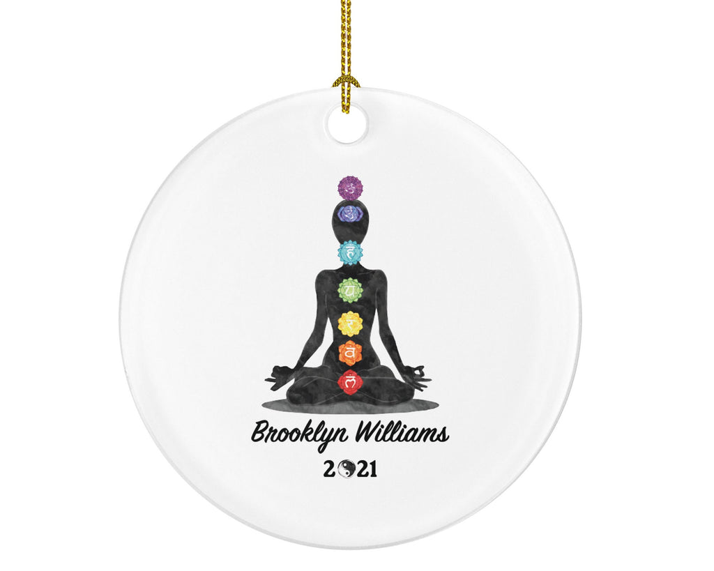 Chakra Christmas Ornament - Yoga Pose Personalized Meditation Happy Asanas, Stretching, Meditation Gift for Female Girl