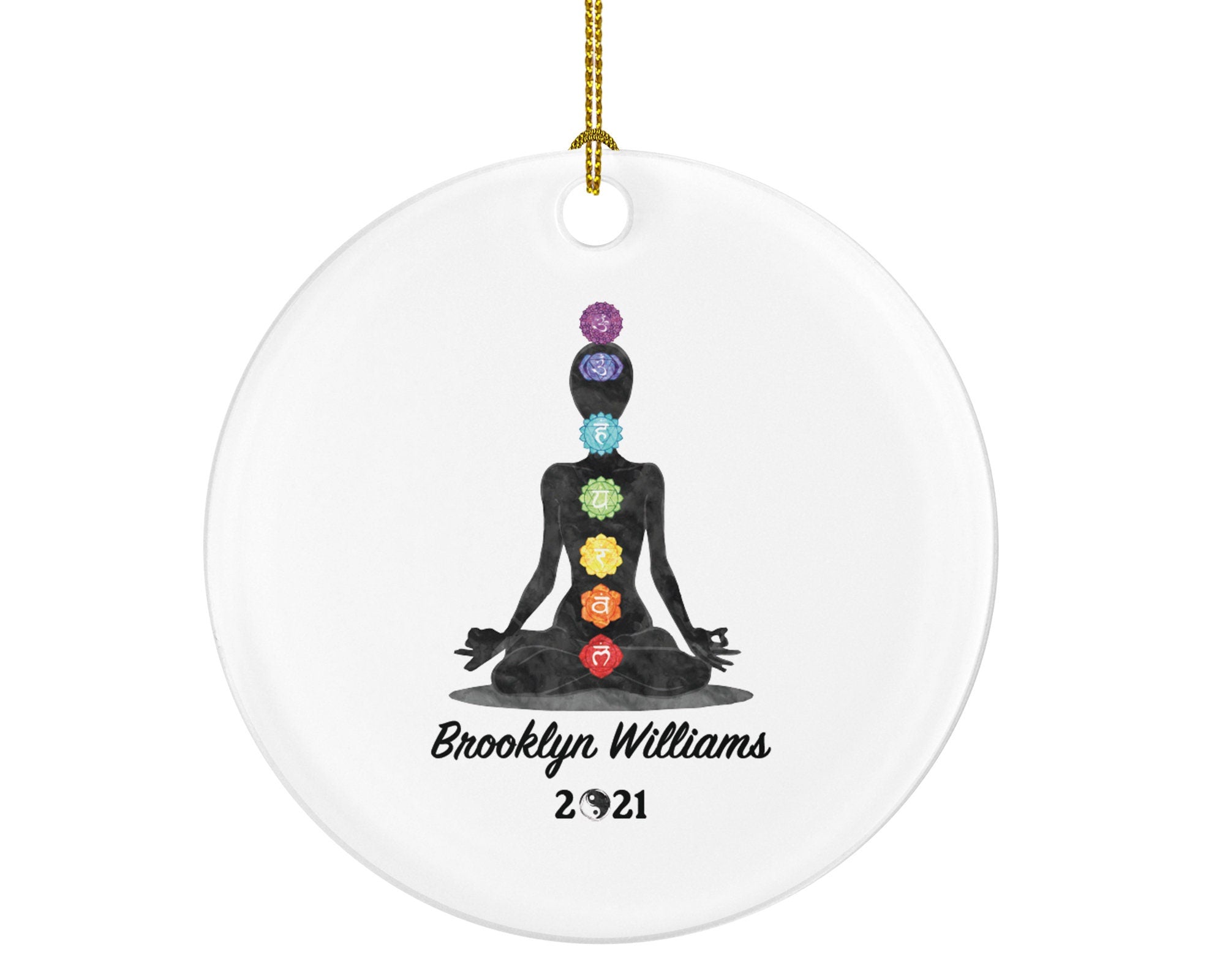 Chakra Christmas Ornament - Yoga Pose Personalized Meditation Happy Asanas, Stretching, Meditation Gift for Female Girl