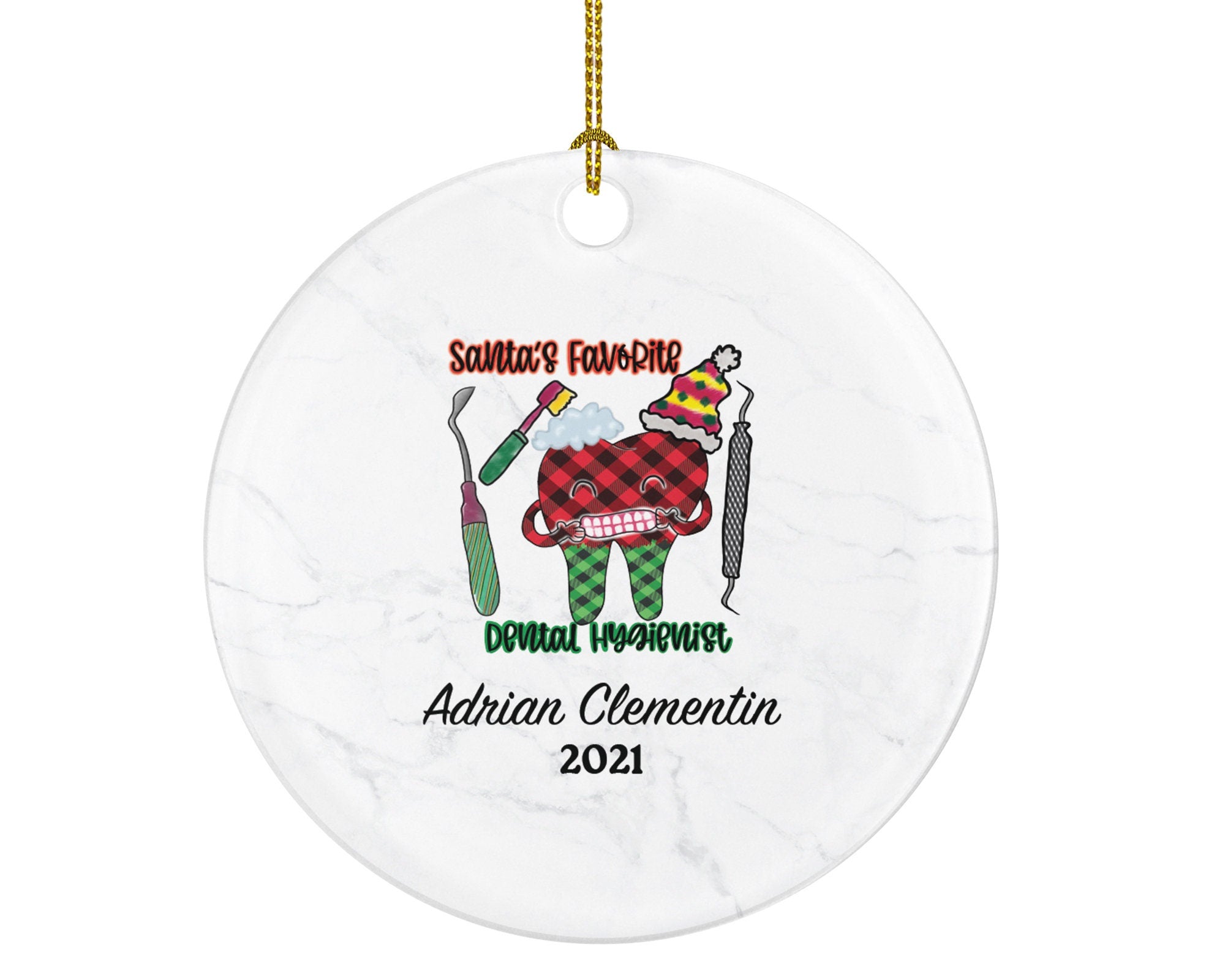Santa's Favorite Dental Hygienist Christmas Ornament Personalized - Custom Name Gift
