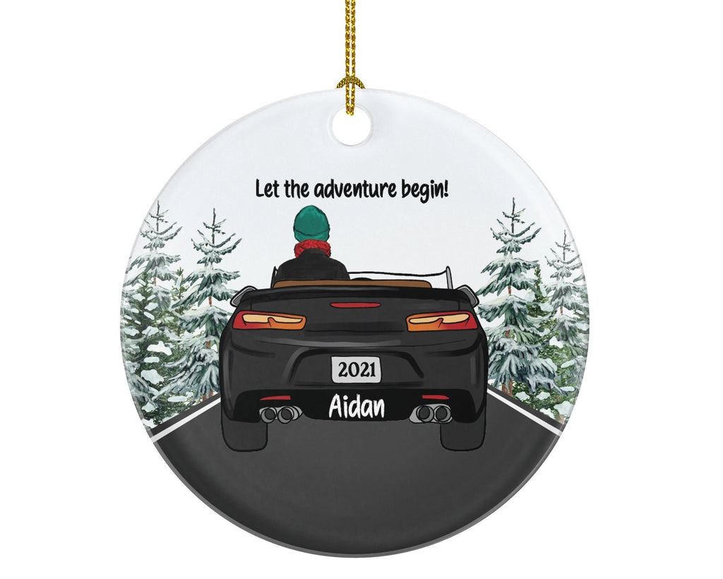 Personalized New Driver Christmas Ornament Boy Male Car Driving Convertible New License Owner Driver's License Plate Custom Gift For Teenage