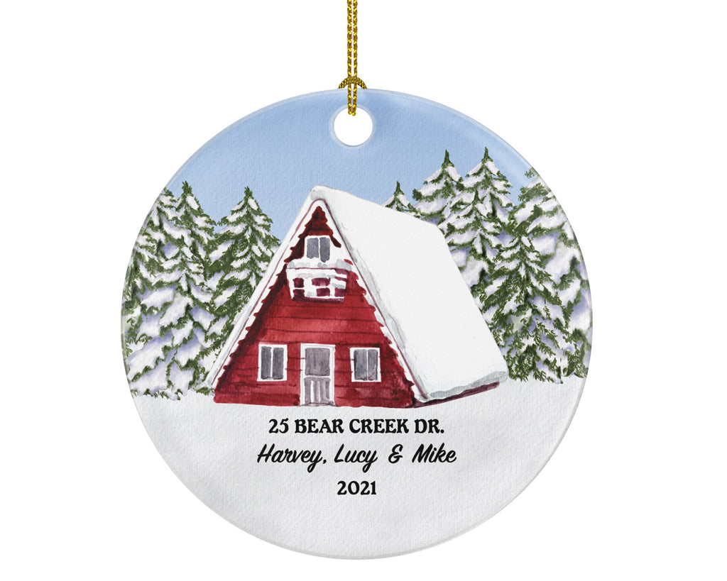 Personalized Forest Home Ornament - Family Farm Housewarming Wedding House Homeowner Property Casa Villa Mansion Buyer Owner Broker
