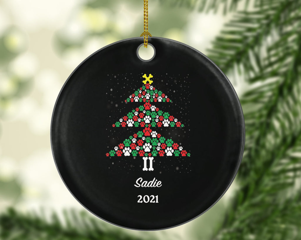 Dog Christmas Tree Ornament Personalized, Pets Dog Cat Lover Owner Gift, Custom Name, Fur Mom Dad Holiday, Rescue