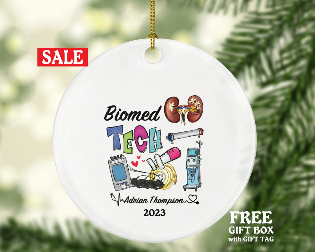 Biomedical Technician Christmas Ornament Personalized -  Biomedical Tech Health Worker Gift from Patient for Nurse Custom Medical