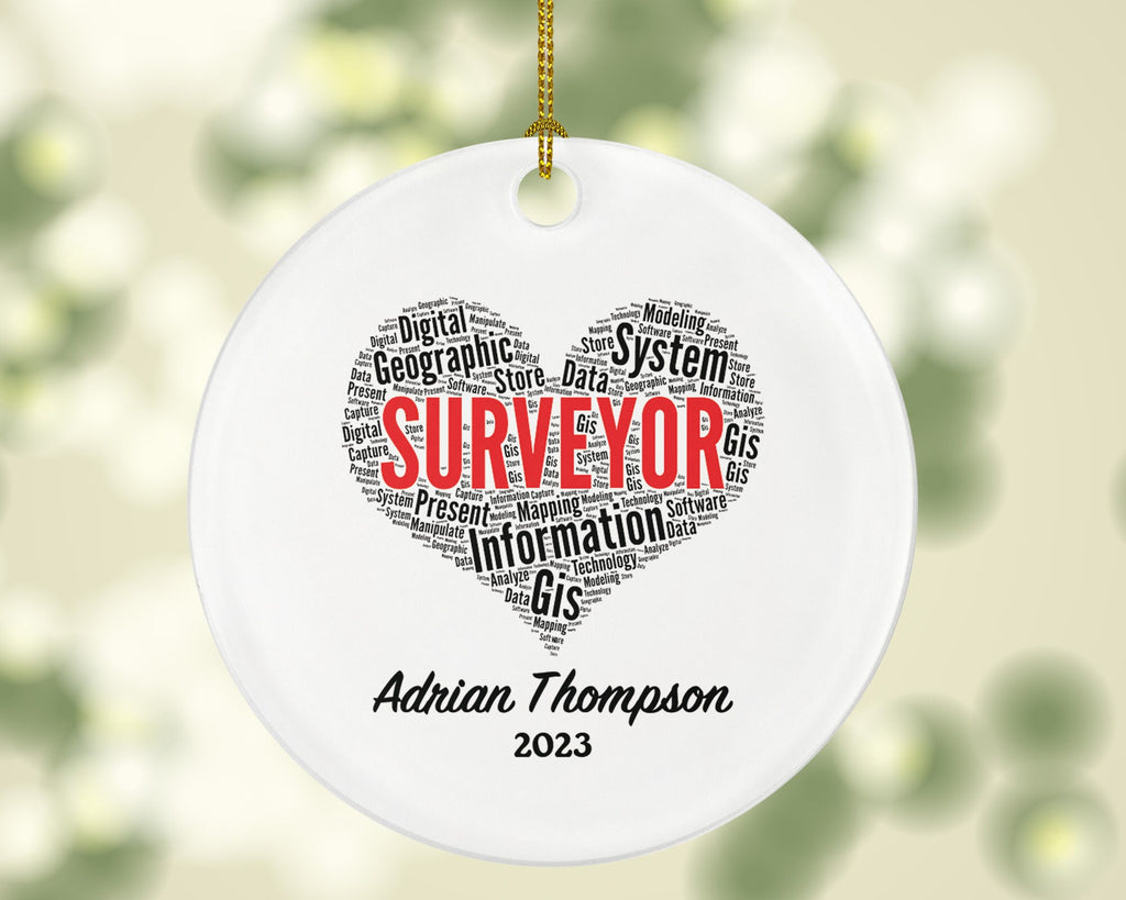 Surveyor Christmas Ornament Personalized