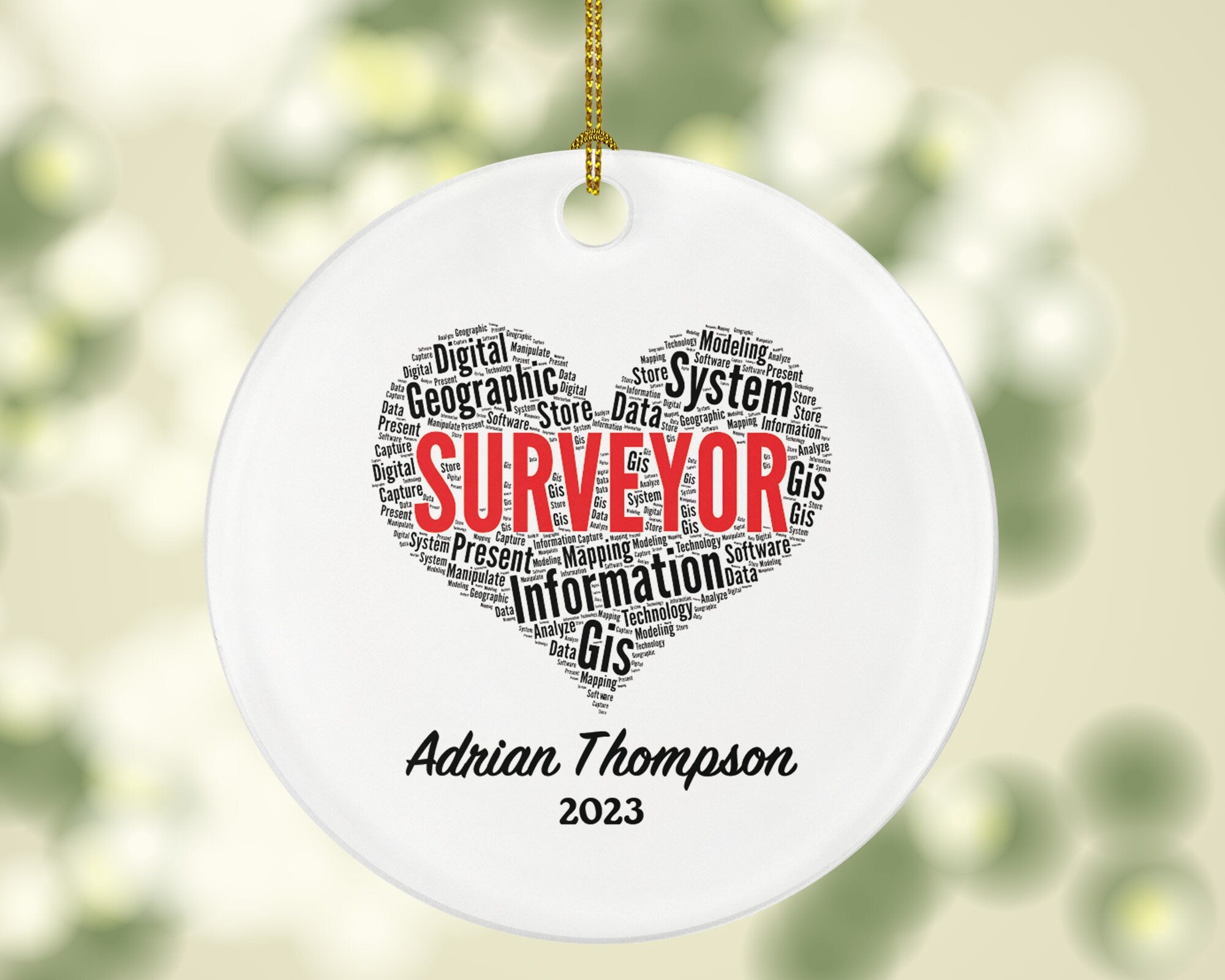 Surveyor Christmas Ornament Personalized