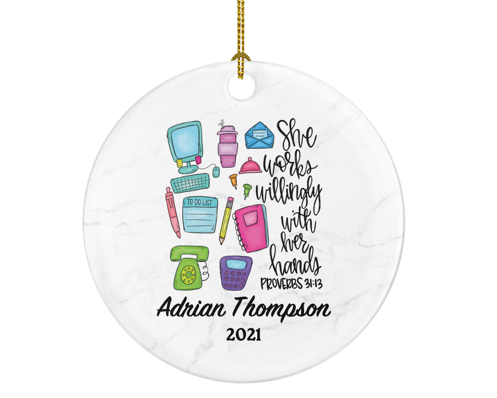 Receptionist Christmas Ornament Custom - Personalized Office Secretary Gift  Home Decoration New Receptionist Gift
