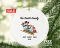 Family of 3 Christmas Ornament Personalized - Parents Mother Father Child Girl Boy Mom Dad Gift - Snowmen Family in Sleigh