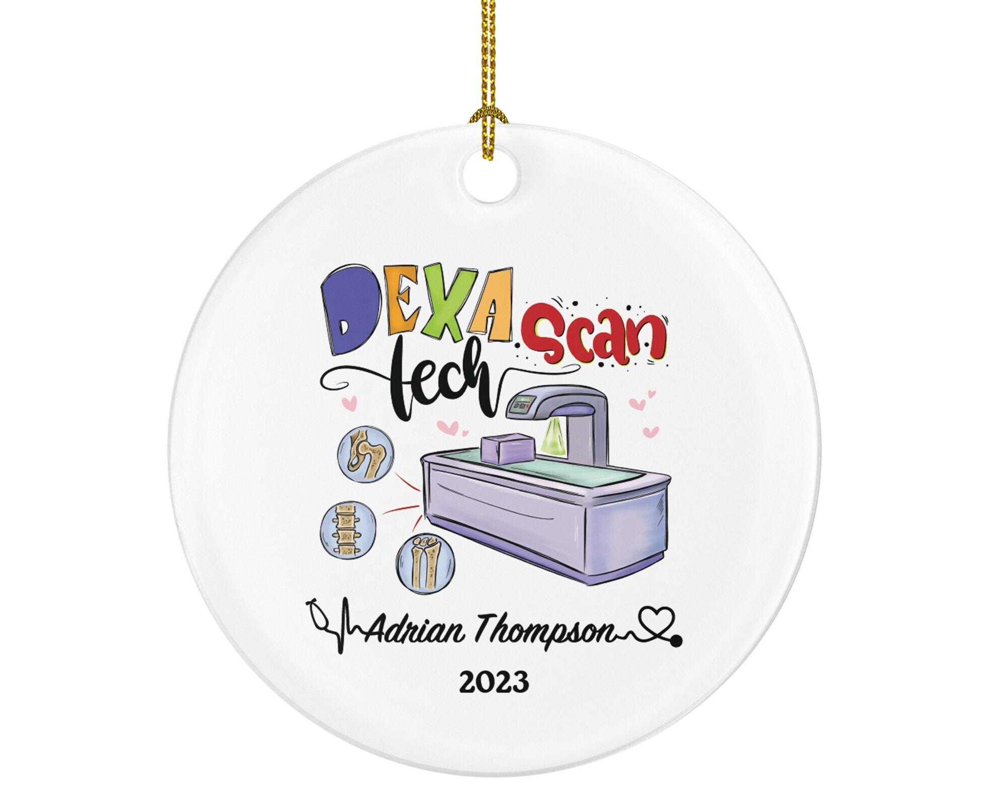 Dexa Scan Tech Christmas Ornament Personalized - Bone Density Scanner Tech Radiologic Scan Health Worker Gift